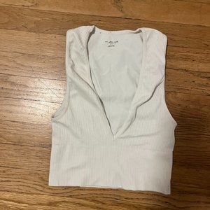 Urban Outfitters White Deep V Crop Top
